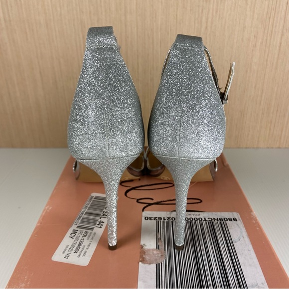 Wild Pair Bethie Silver Glitter Two-Piece Heels Size 9 NIB Prom Wedding - Picture 3 of 6